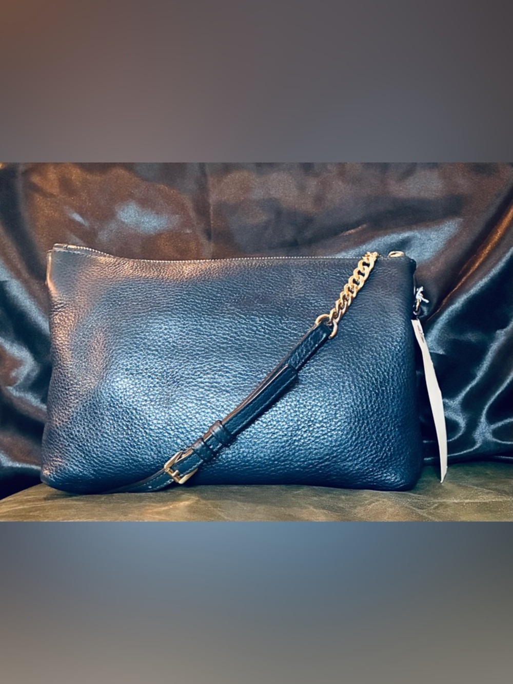 Michael Kors Dark Navy Soft Pebbled Leather Crossbody Set with Gold hardware - Picture 3 of 14